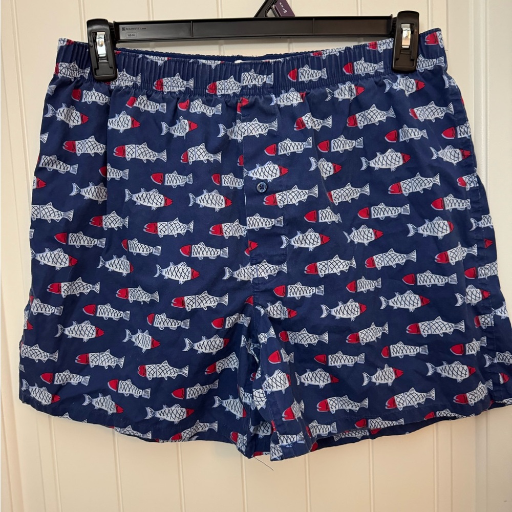 Saddlebred Navy Fish Print men’s boxers size large